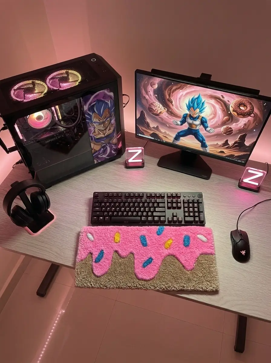 Sprinkle Donut Handmade Tufted Keyboard Rug