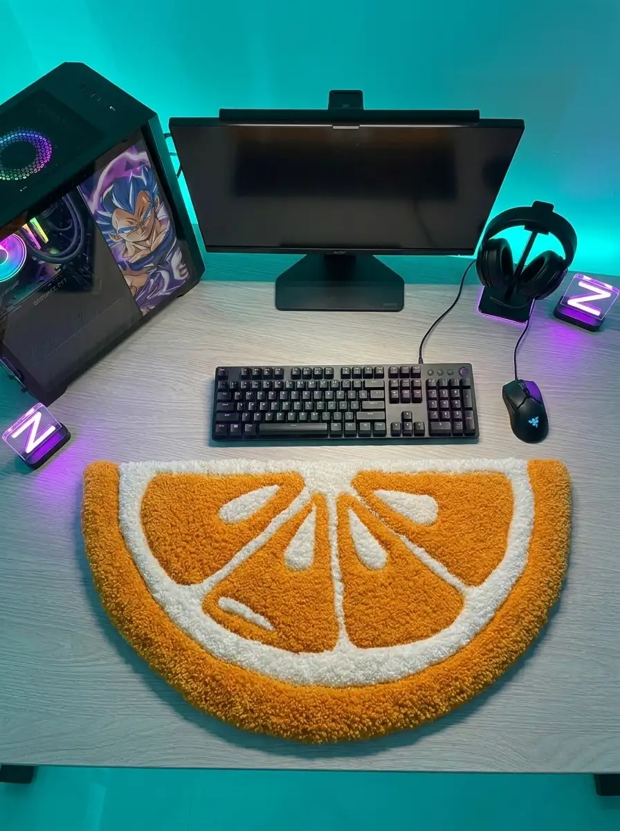 Lemon Slice Handmade Keyboard Rug